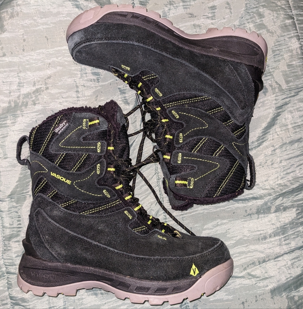 Vasque Black and Yellow Hiking Boots 7.5